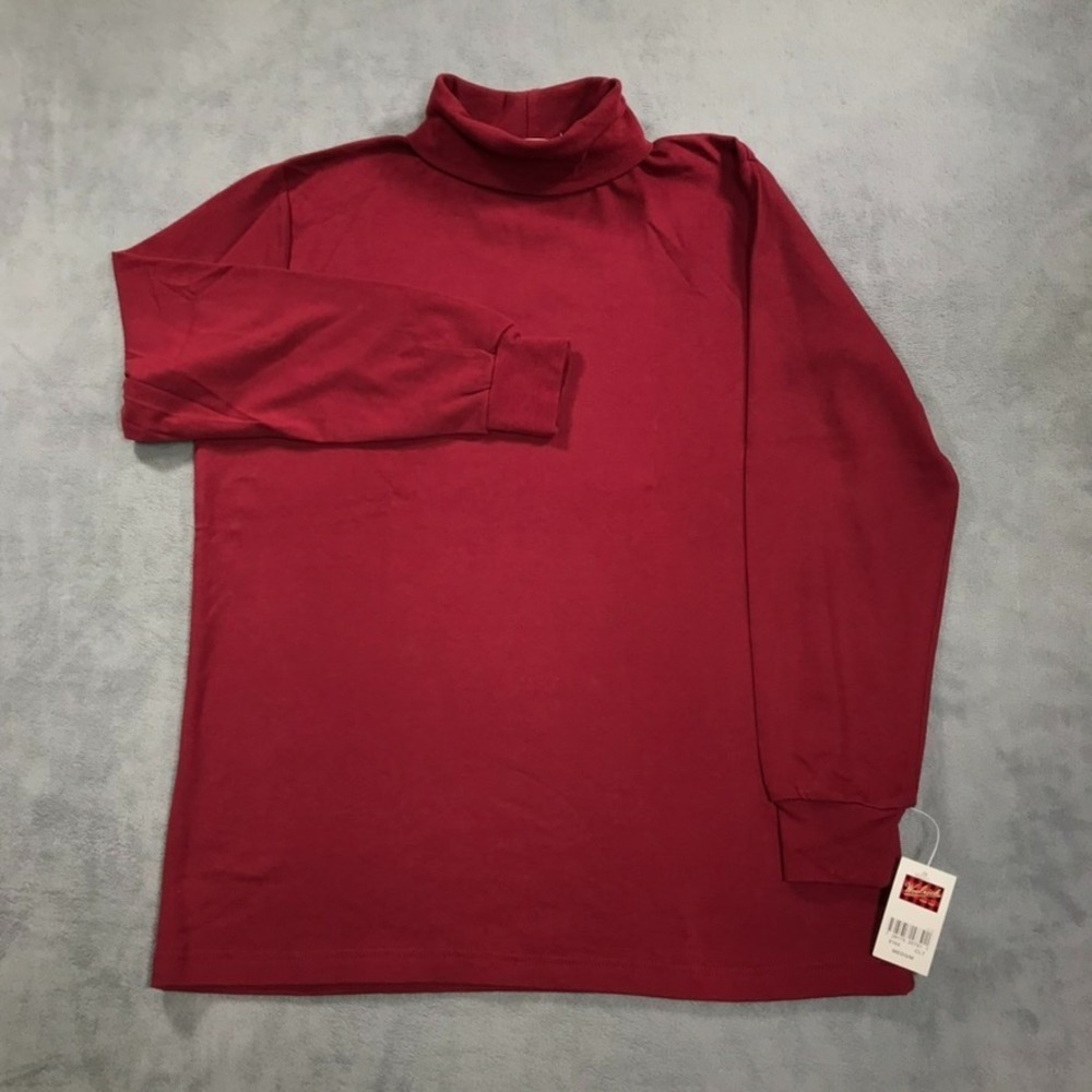 Woolrich Shirt Womens Medium Turtleneck Long Sleeve Top Red Maroon Vintage NEW
